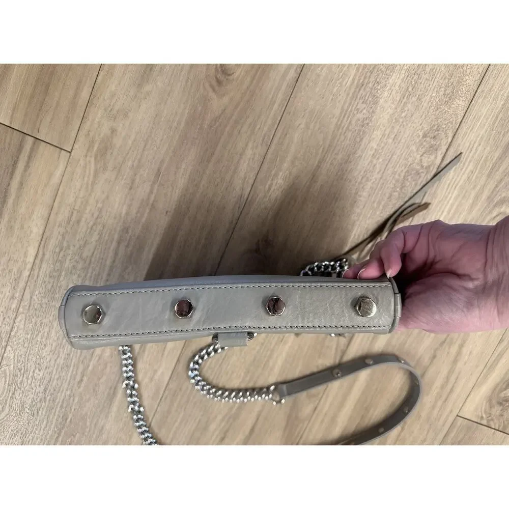 Rebecca Minkoff Mini MAC Crossbody Bag Gray Leather Silver Chain Strap